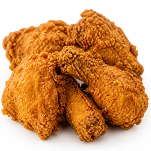 Crispy bone-in fried chicken pieces